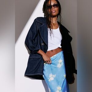 Free People Denim Car Coat